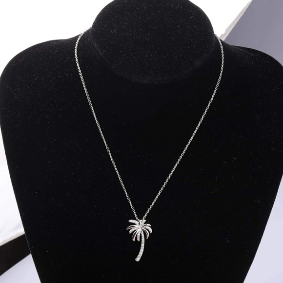 COPY - Ladies Palm Tree Necklace NWT Silver/CZ - Picture 3 of 6